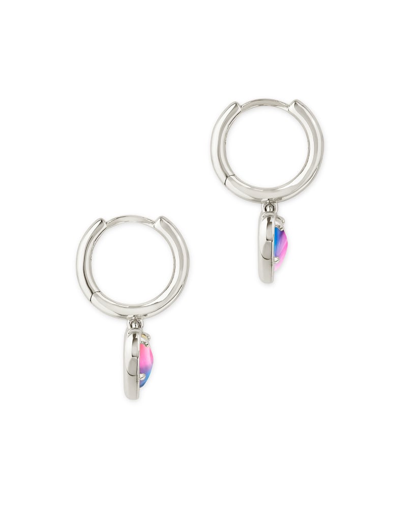  Ari Heart Silver Huggie Earrings In Watercolor Illusion