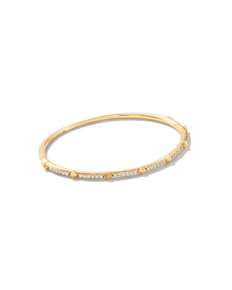  Astrid 14k Yellow Gold Bangle Bracelet In White Diamond