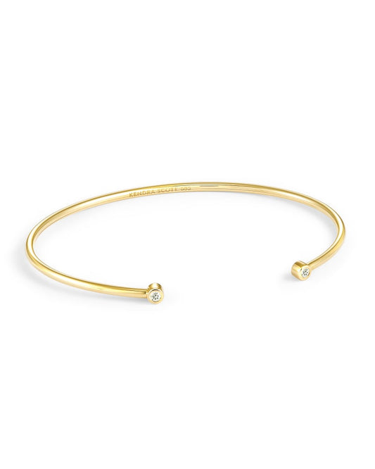  Audrey 14k Yellow Gold Cuff Bracelet In White Diamond