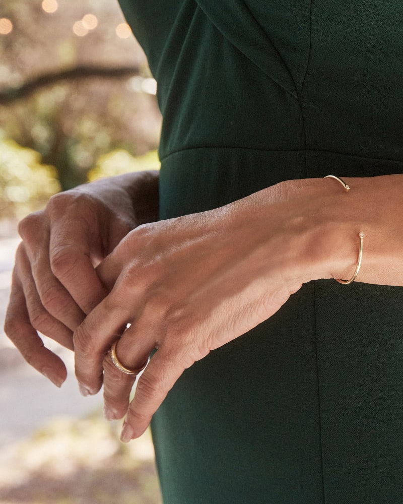  Audrey 14k Yellow Gold Cuff Bracelet In White Diamond