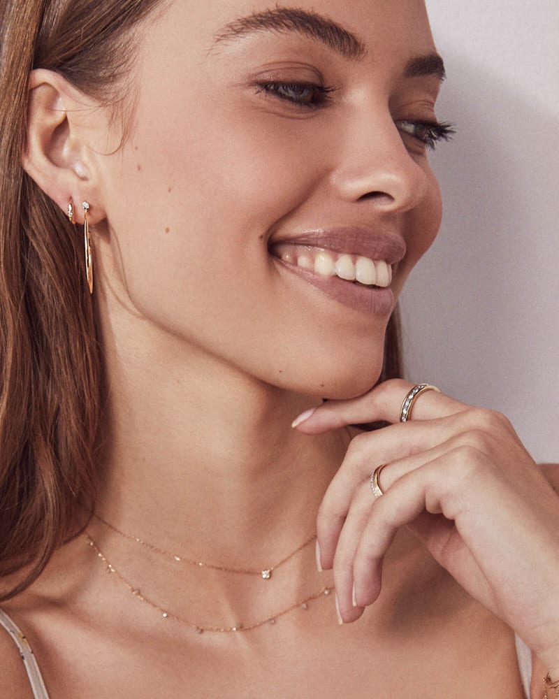  Audrey 14k Yellow Gold Hoop Earrings In White Diamond