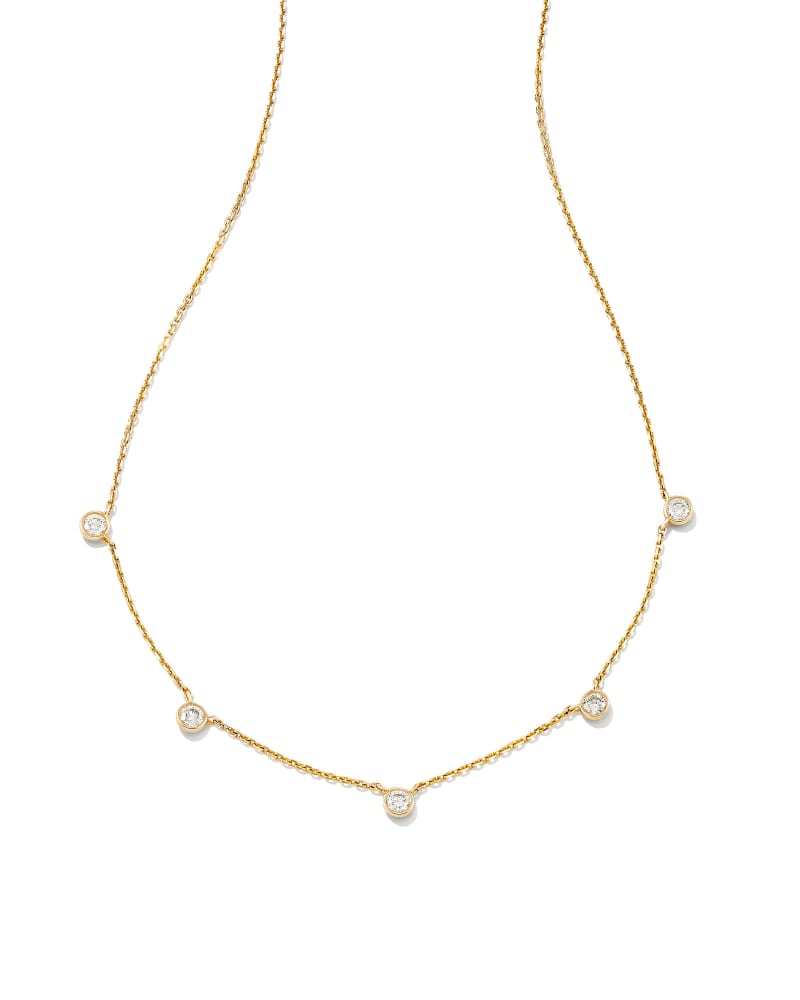  Audrey 14k Yellow Gold Strand Necklace In White Diamond