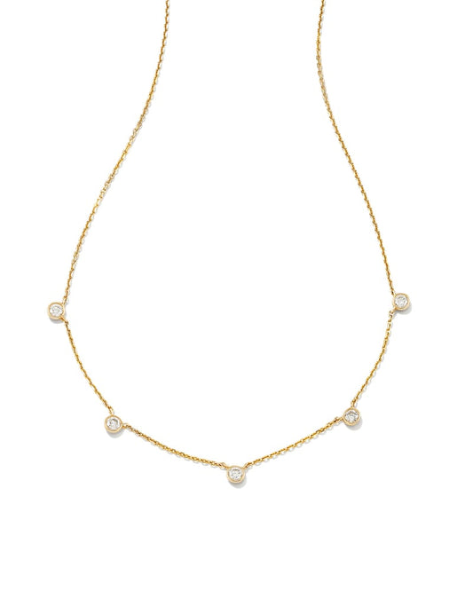  Audrey 14k Yellow Gold Strand Necklace In White Diamond