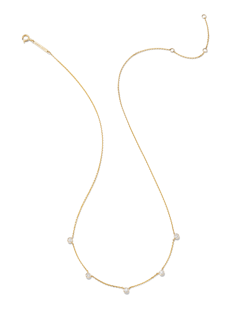  Audrey 14k Yellow Gold Strand Necklace In White Diamond