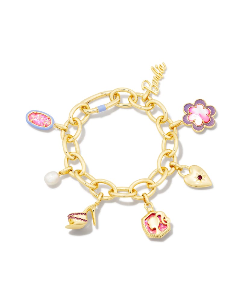  Barbie™ X Kendra Scott Gold Charm Bracelet In Pink Mix