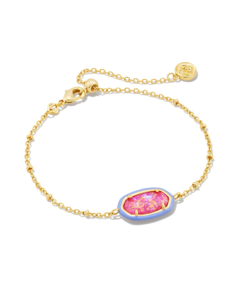  Barbie™ X Kendra Scott Gold Elaina Satellite Reversible Bracelet In Pink Iridescent Glitter Glass