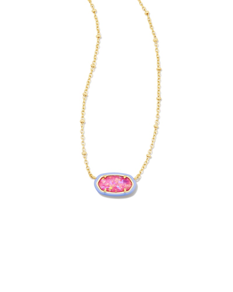  Barbie™ X Kendra Scott Gold Elisa Satellite Reversible Necklace In Pink Iridescent Glitter Glass