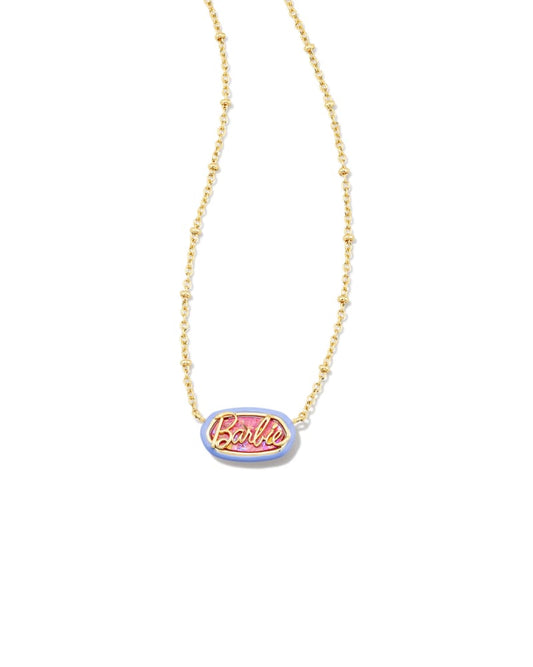  Barbie™ X Kendra Scott Gold Elisa Satellite Reversible Necklace In Pink Iridescent Glitter Glass