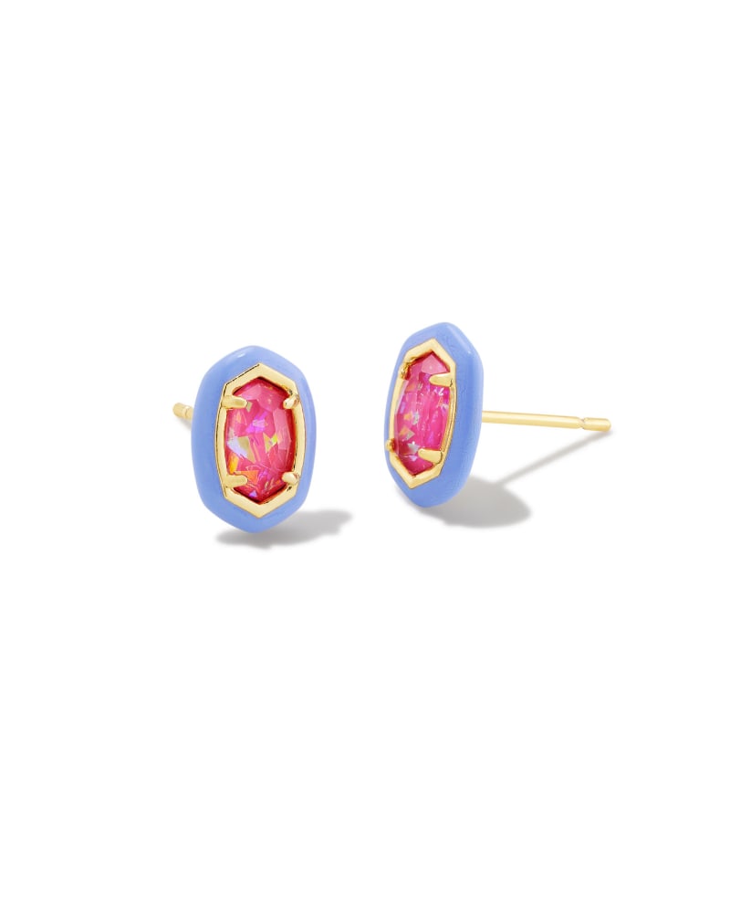  Barbie™ X Kendra Scott Gold Emilie Stud Earrings In Pink Iridescent Glitter Glass
