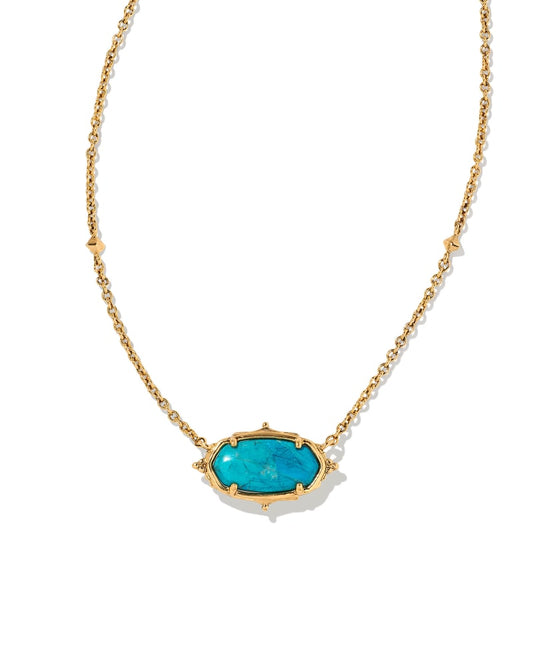  Baroque Elisa Vintage Gold Pendant Necklace In Variegated Dark Teal Magnesite