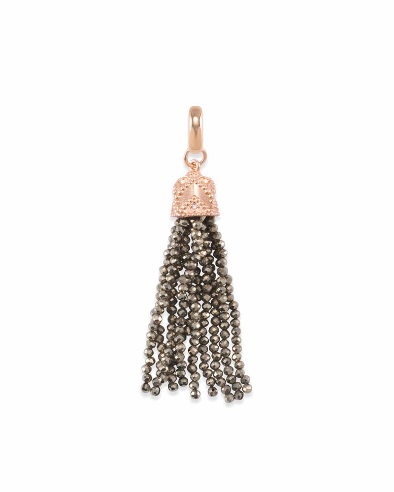  Beaded Rose Gold Tassel Charm In Brown Pyrite