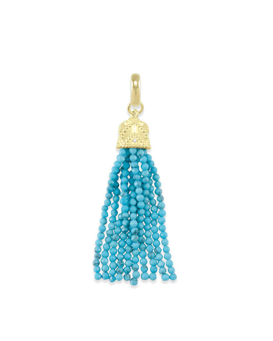  Beaded Gold Tassel Charm In Turquoise Magnesite