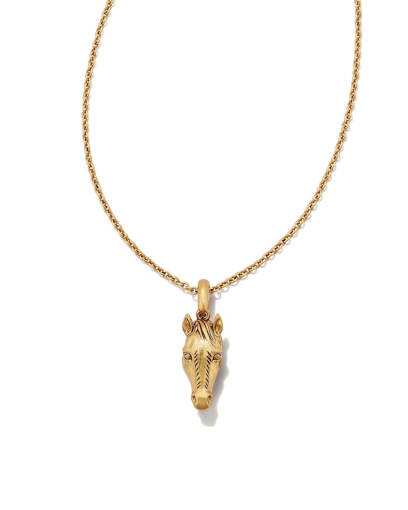  Beau Horse Pendant Necklace In Vintage Gold