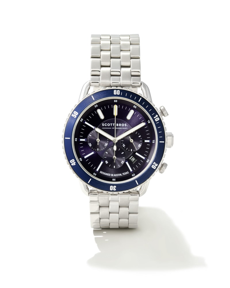  Beck Stainless Steel 44mm Chronograph Watch In Blue
