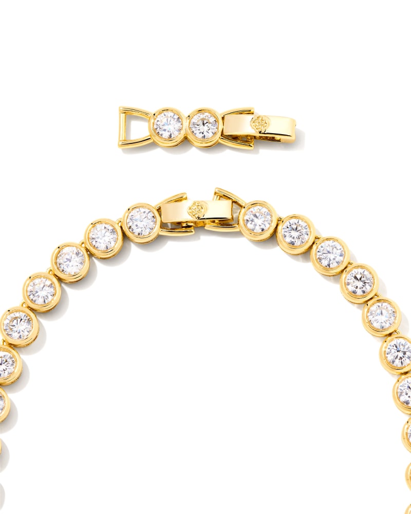  Carmen Gold Tennis Necklace In White Crystal