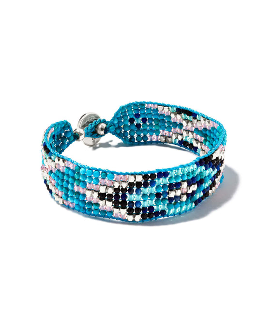  Britt Silver Beaded Bracelet In Turquoise Mix