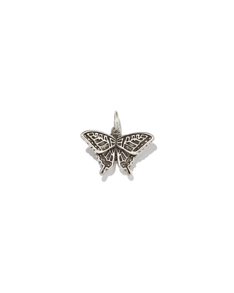  Butterfly Charm In Oxidized Sterling Silver