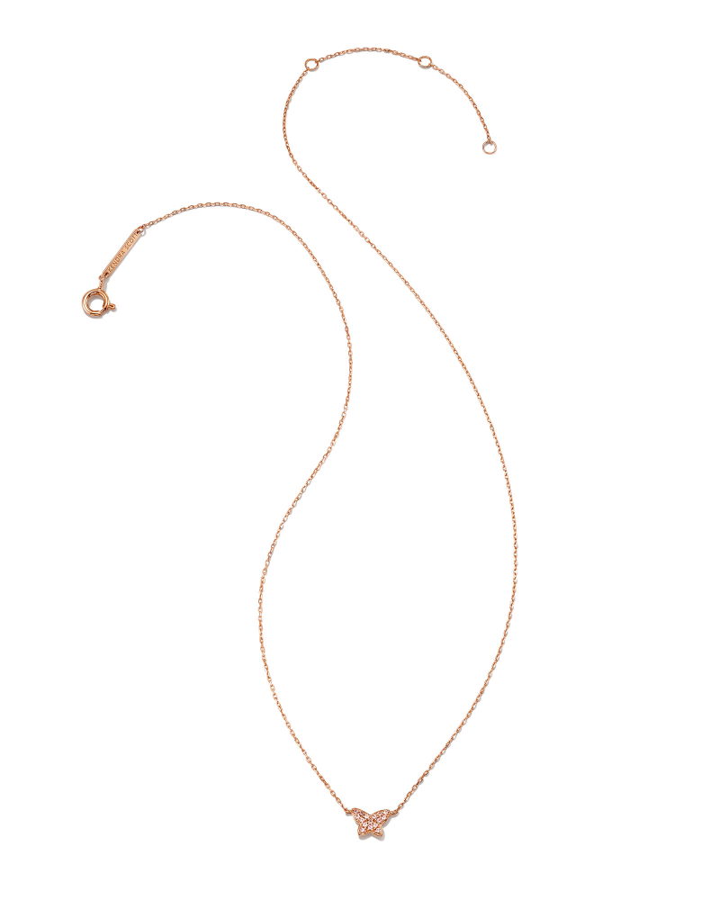  Butterfly 14k Rose Gold Pendant Necklace In Pink Sapphire