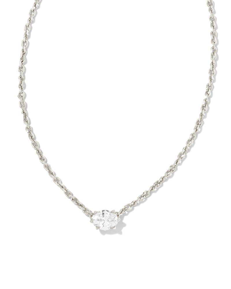  Cailin Silver Pendant Necklace In White Crystal