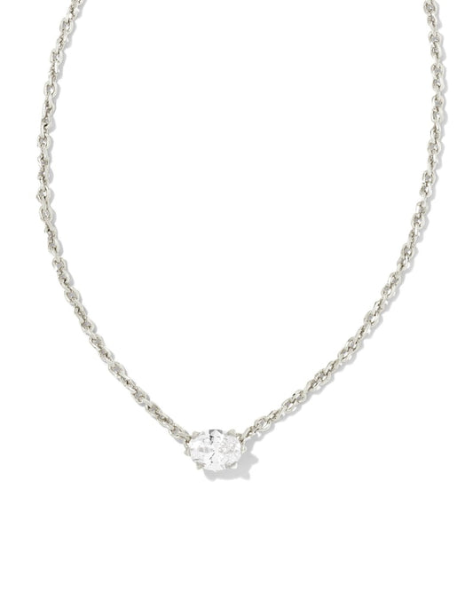  Cailin Silver Pendant Necklace In White Crystal