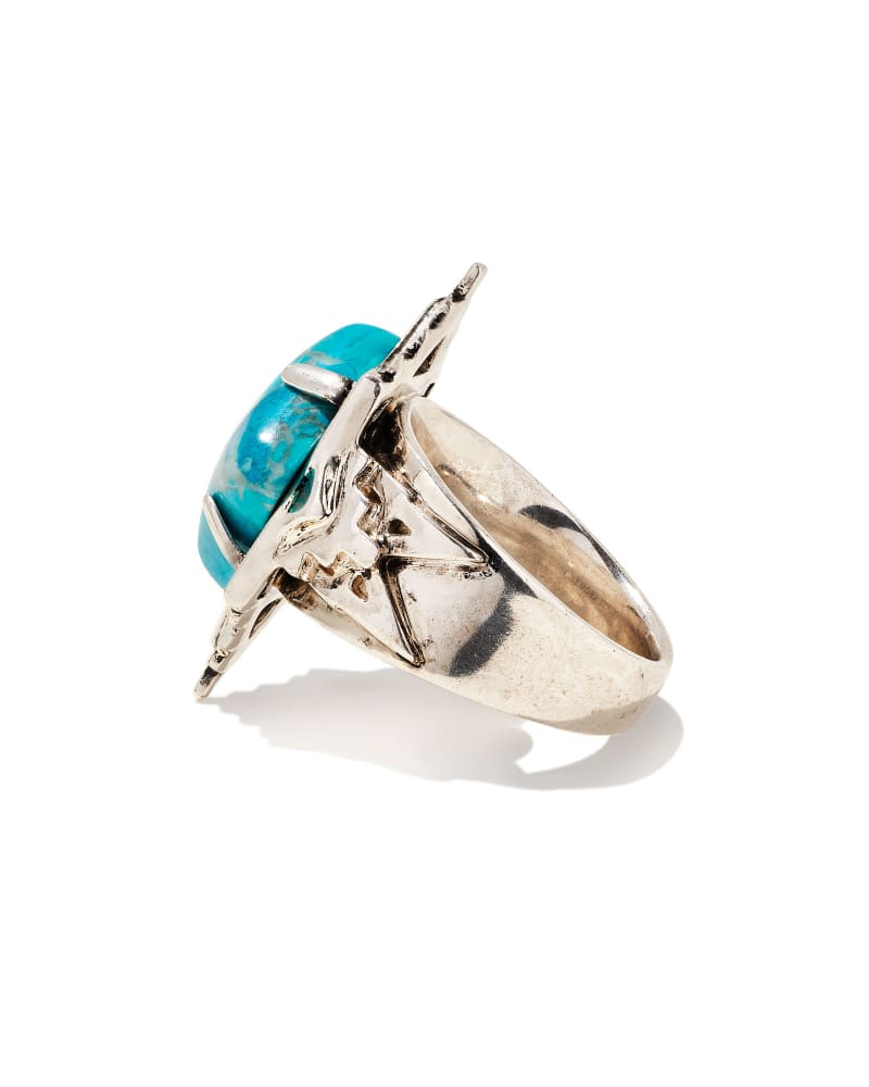  Cass Vintage Silver Cocktail Ring In Variegated Dark Teal Magnesite