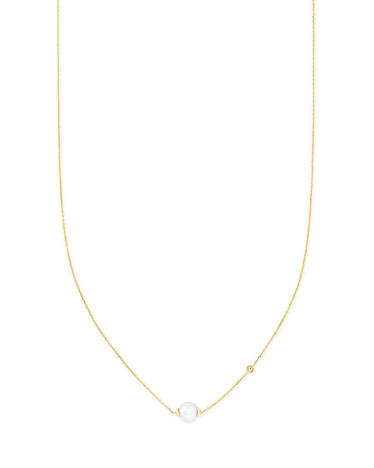  Cathleen 14k Yellow Gold Pendant Necklace In Pearl