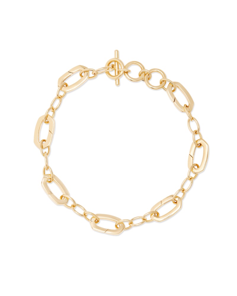  Link & Chain Charm Bracelet In 18k Gold Vermeil