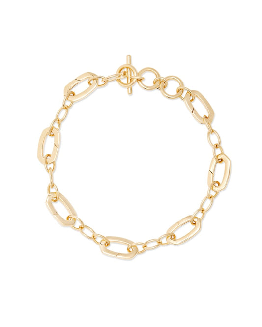 Link & Chain Charm Bracelet In 18k Gold Vermeil
