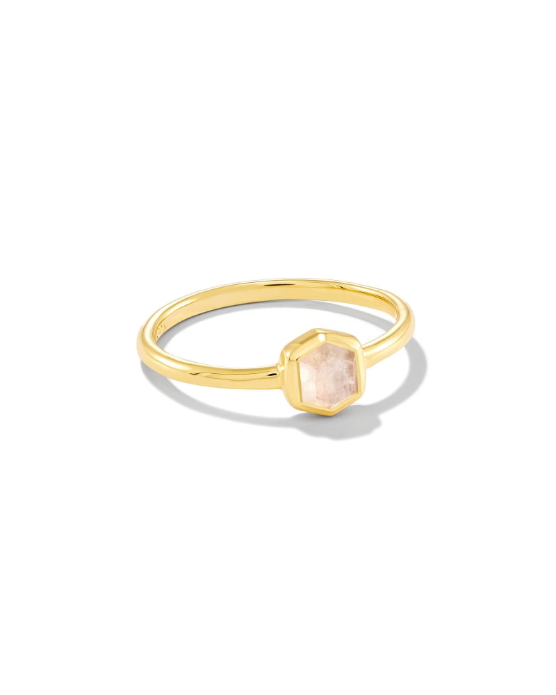  Davie 18k Gold Vermeil Band Ring In Rainbow Moonstone