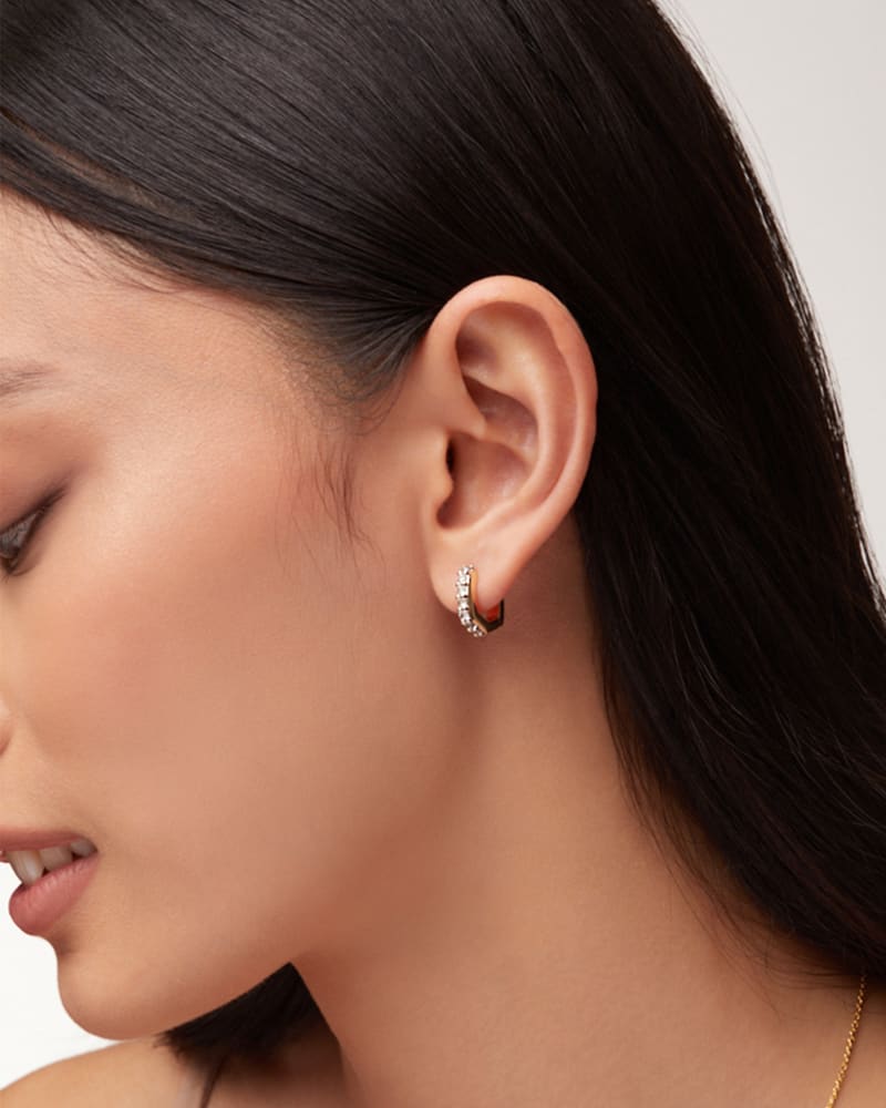  Davie 18k Gold Vermeil Huggie Earrings In White Topaz