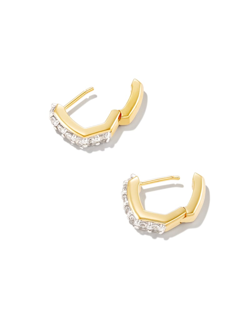  Davie 18k Gold Vermeil Huggie Earrings In White Topaz