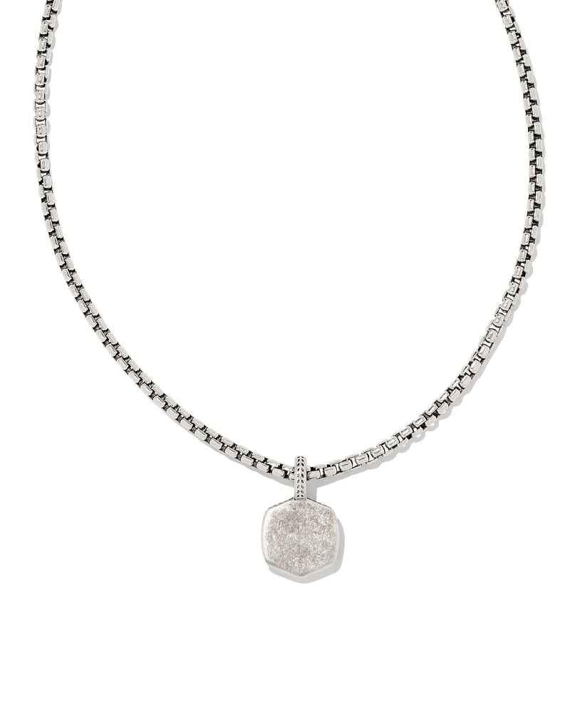  Davie Metal Charm Necklace In Oxidized Sterling Silver