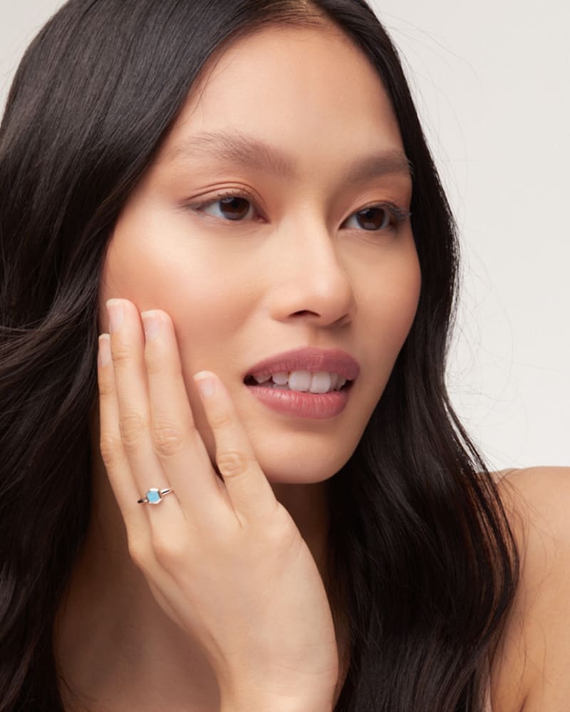  Davie Sterling Silver Band Ring In Aquamarine