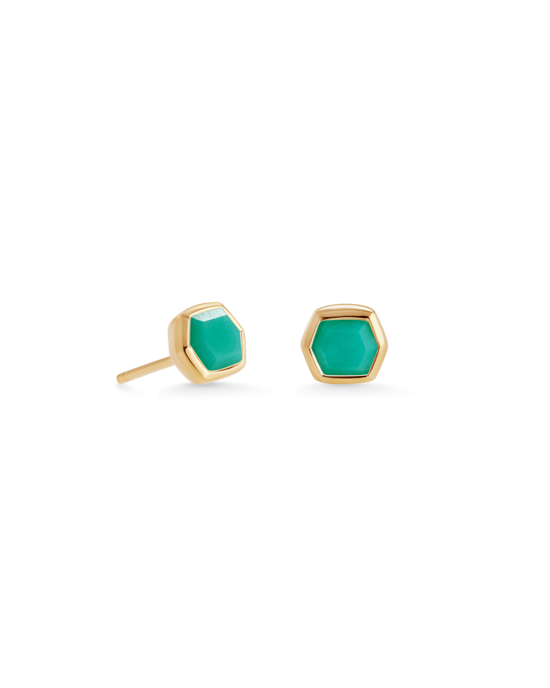  Davie 18k Gold Vermeil Stud Earrings In Chrysoprase