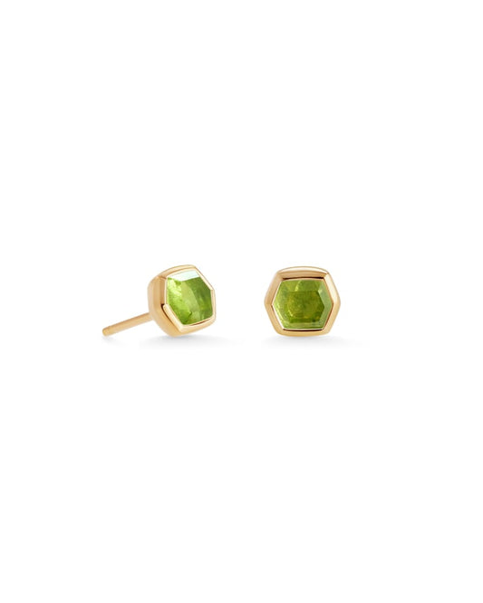  Davie 18k Gold Vermeil Stud Earrings In Peridot