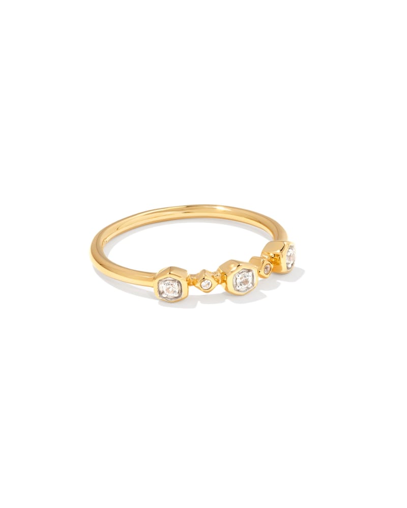  Davie 18k Gold Vermeil Trio Band Ring In White Sapphire