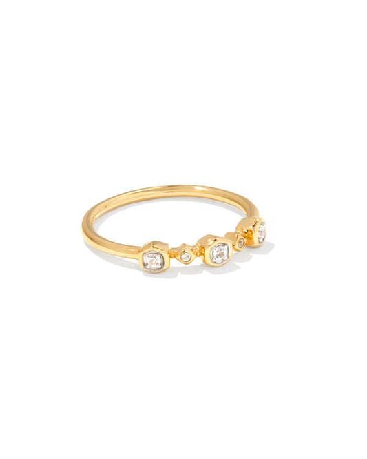  Davie 18k Gold Vermeil Trio Band Ring In White Sapphire