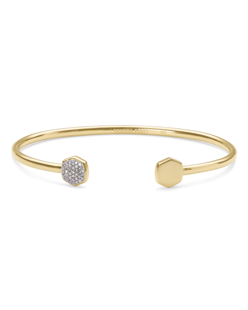  Davis 18k Gold Vermeil Cuff Bracelet In White Diamond