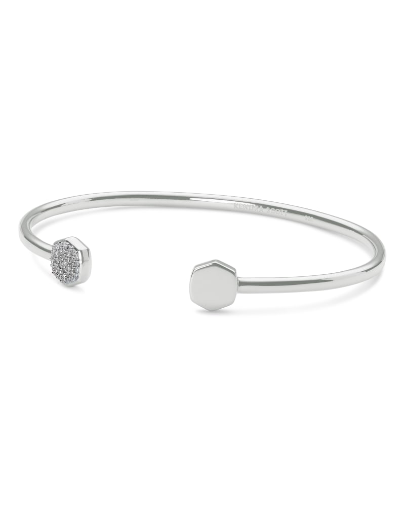  Davis Sterling Silver Cuff Bracelet In White Diamond