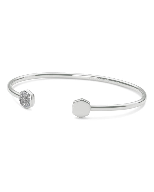  Davis Sterling Silver Cuff Bracelet In White Diamond