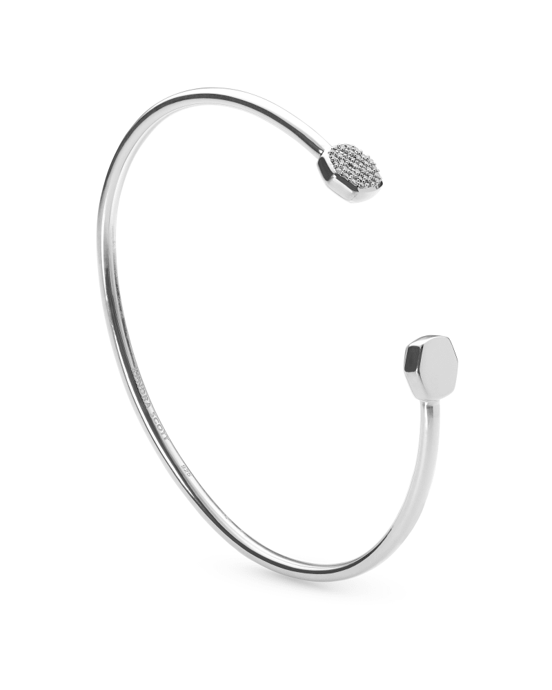  Davis Sterling Silver Cuff Bracelet In White Diamond