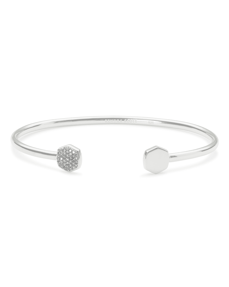  Davis Sterling Silver Cuff Bracelet In White Diamond