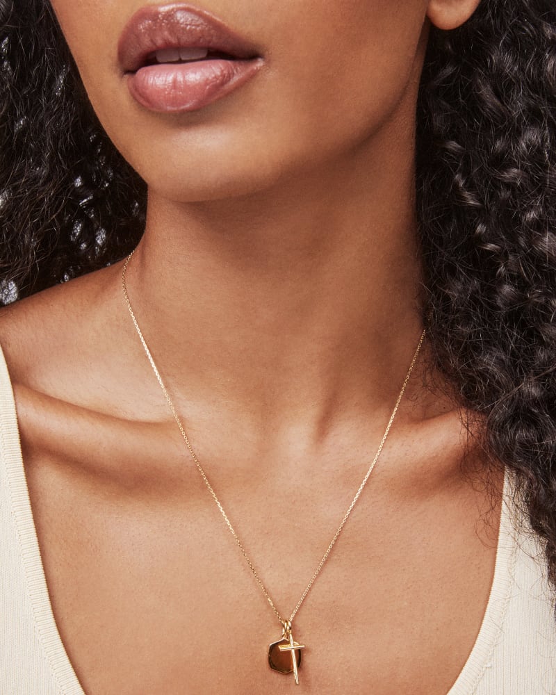  Davis Cross Charm Necklace In 18k Yellow Gold Vermeil