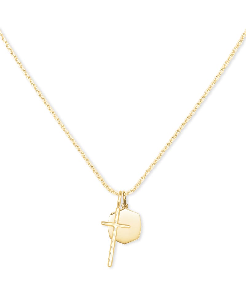  Davis Cross Charm Necklace In 18k Yellow Gold Vermeil