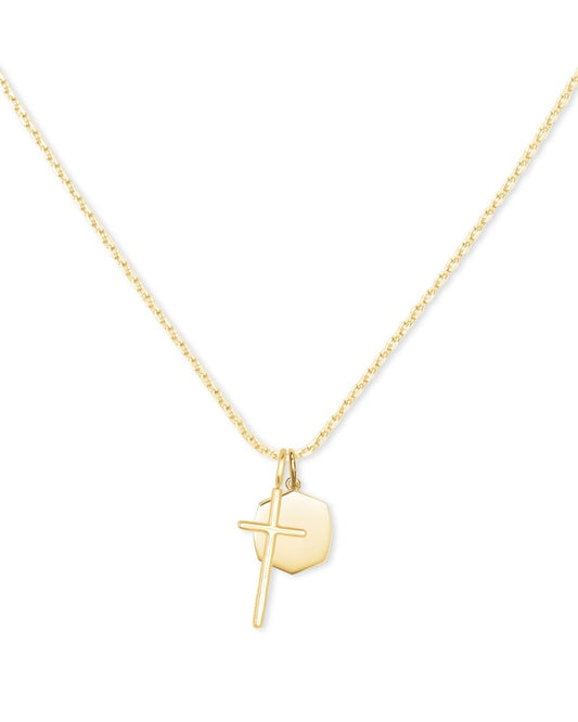 Davis Cross Charm Necklace In 18k Yellow Gold Vermeil