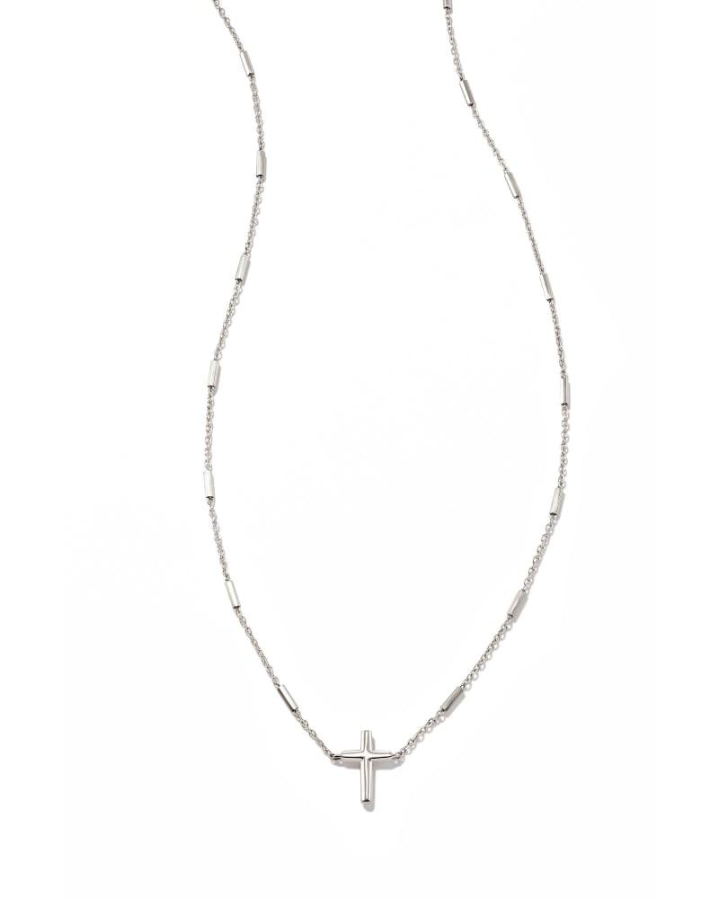  Delicate Cross Pendant Necklace In 14k White Gold