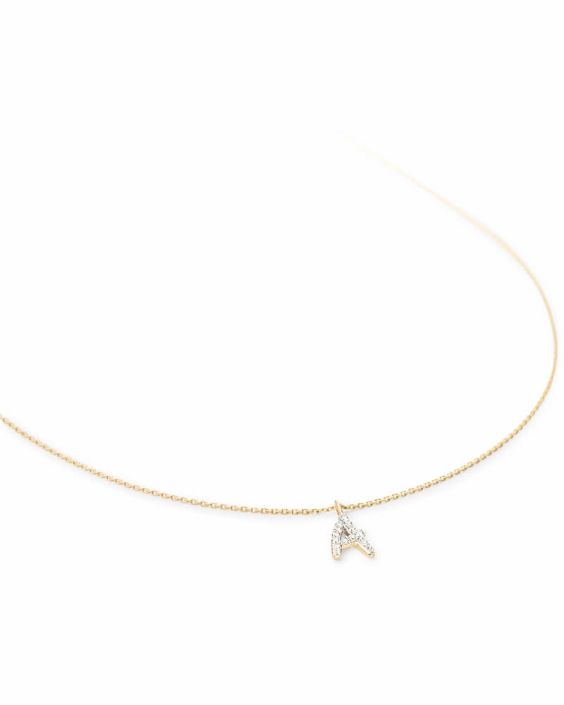  Diamond Letter A Pendant Necklace In 14k Yellow Gold