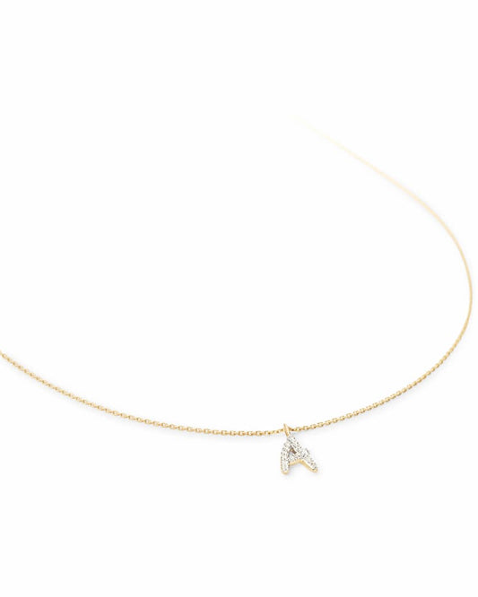  Diamond Letter A Pendant Necklace In 14k Yellow Gold