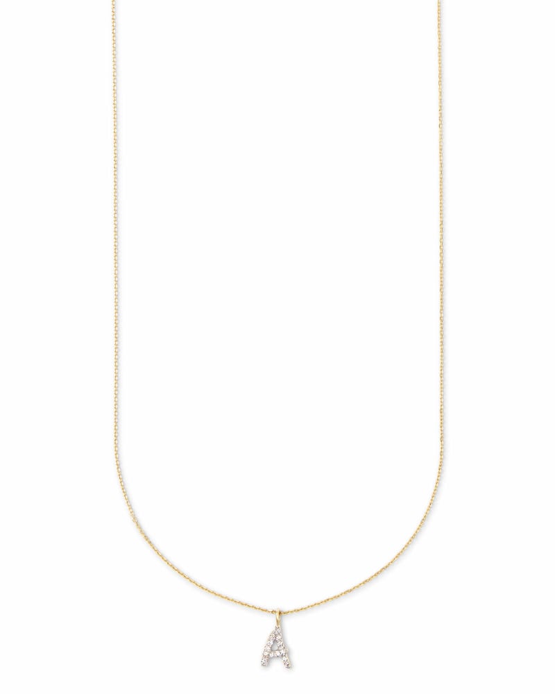  Diamond Letter A Pendant Necklace In 14k Yellow Gold