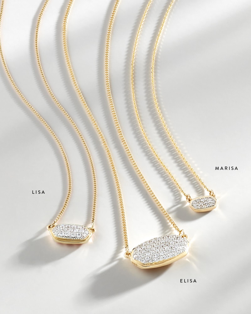 Elisa Pendant Necklace In Pave Diamond And 14k Yellow Gold